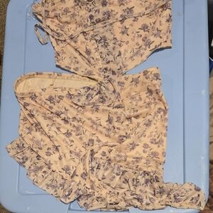 Floral Print Women's Skirt Set